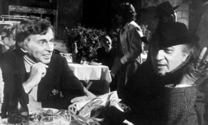Gore Vidal, left, with Federico Fellini during the filming of Roma